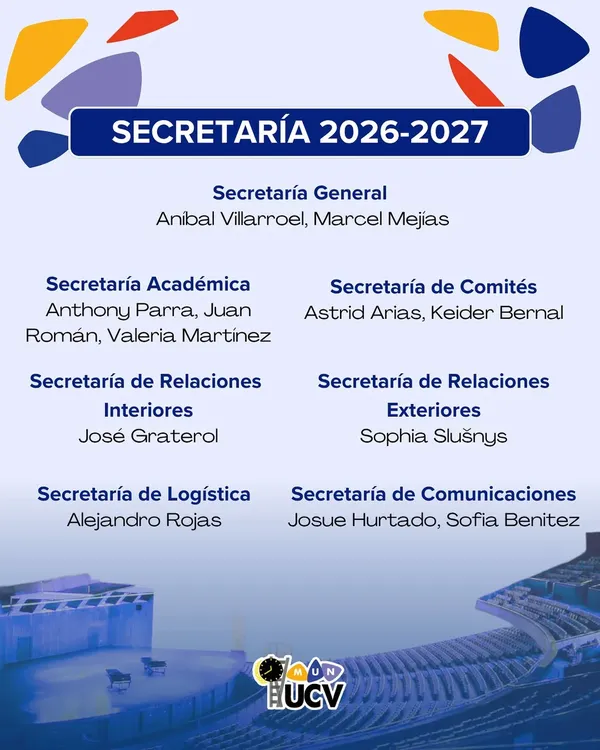 Junta Directiva MUN-UCV 2026-2027.